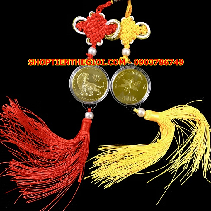 Dây Treo Ô Tô Xu con Cọp 1 Yi Trung Quốc Vàng - SP005422